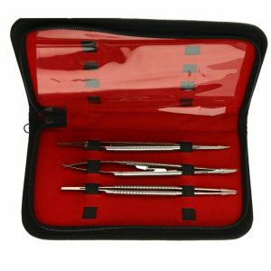 set microcirugía, pinza, porta agujas y tijera, 18 cm, curvo