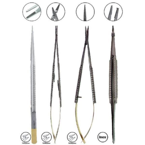 kit microcirugía 18cm tc / acero, pinzas, porta agujas y tijeras, puntas rectas, 4 piezas kit microcirugía 18cm tc / acero, pinzas, porta agujas y tijeras, puntas rectas, 4 piezas